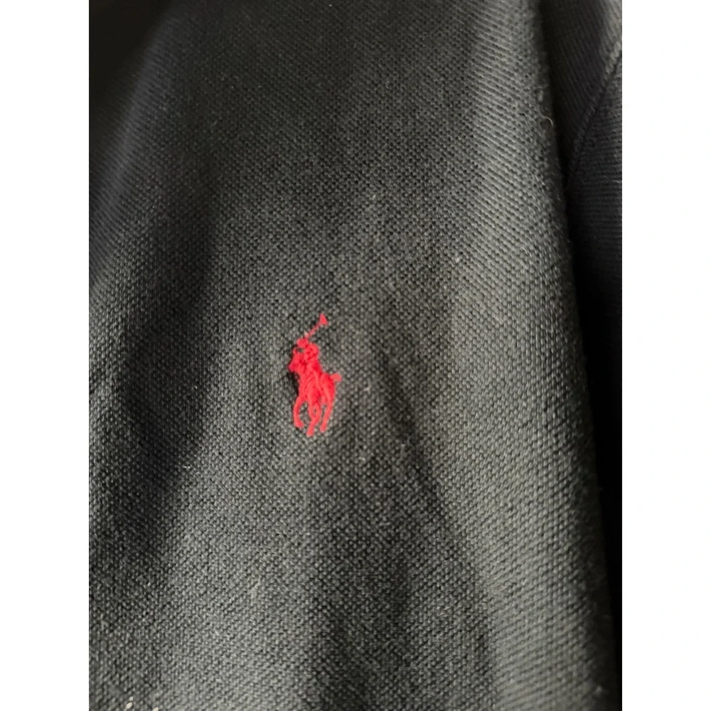 Polo Ralph Lauren Mens XL Black Full Zip Pique Track‎ Jacket Red Pony Logo